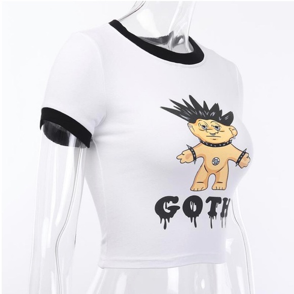 Goth Wishnik Troll Doll Crop Top - Picture 4 of 13